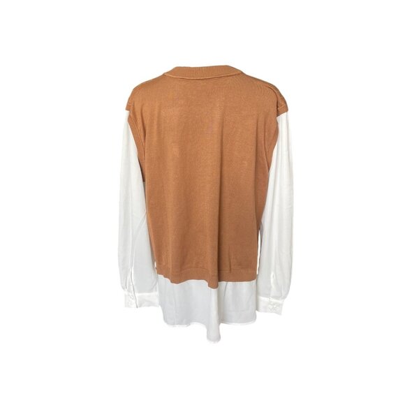 Adrianna Papell Layered Shirt Sweater Vest Size XL Preppy Indie Twee Academia - Picture 4 of 7